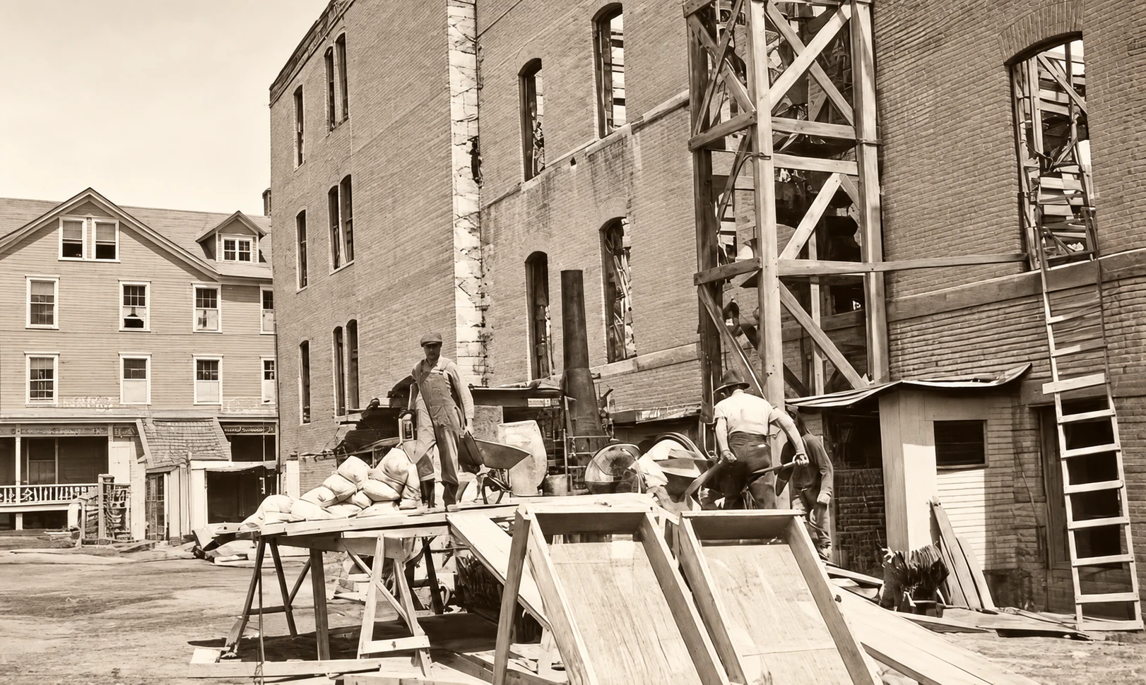 O segundo colégio em construção em 1920