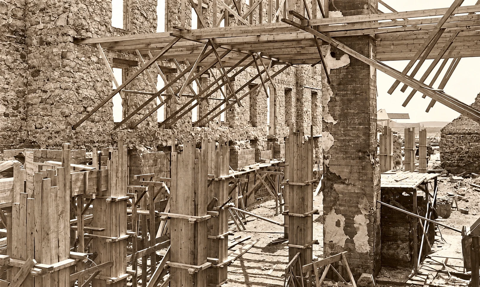 O segundo colégio em construção em 1917