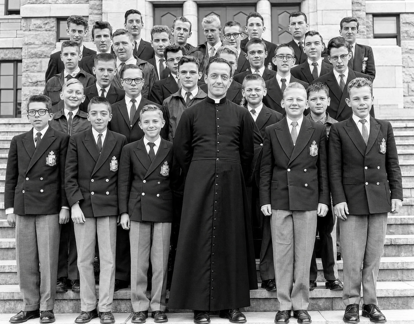 Alunos com o sr. Fortier em 1965