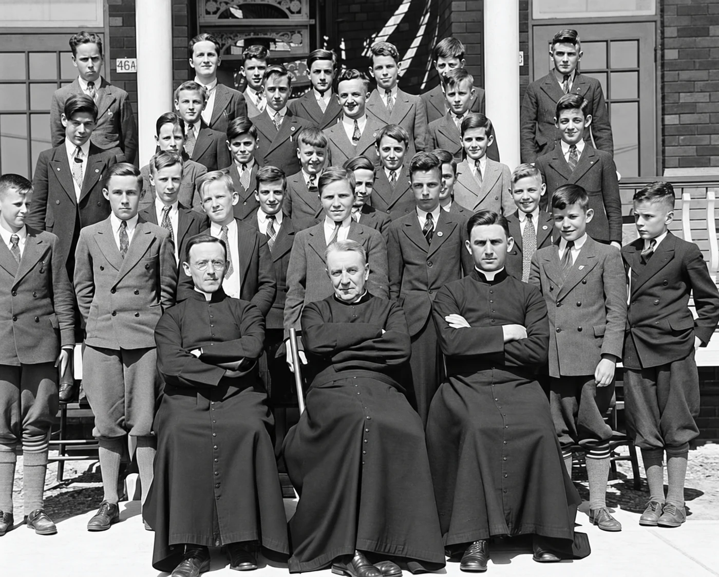 Classe de elementos com os srs. Chauret, Gauthier e Léger em 1937–1938